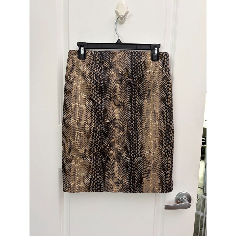 Express Snakeskin Pencil Skirt Womens 6 Brown Animal Print Mob Wife Y2K Flawed